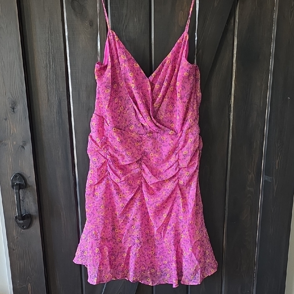 All in Favor Purple/Dk Pink Floral Mini Dress